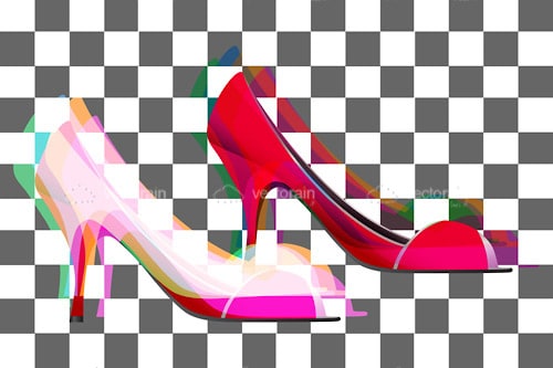 3D High Heel Shoes on Black and White Squared Background